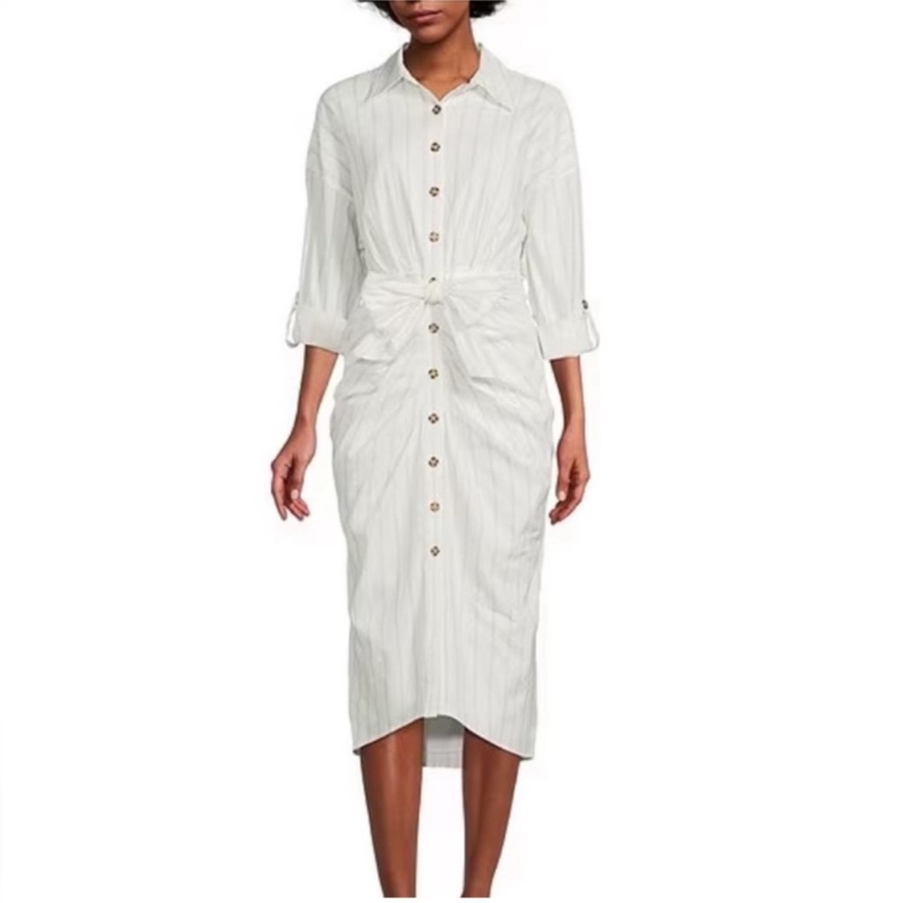 Antonio Melani NWT Roxanne midi tie ruched white/blue striped dress size 0